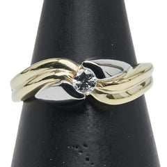 K18YG イエローゴールド K18WG ホワイトゴールド ダイヤ0.14ct リング 指輪 レディース 11.5号 【中古】