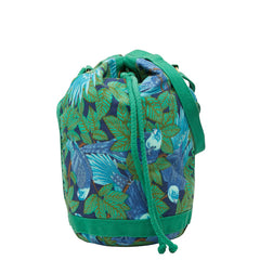 エルメス ボタニカル 鳥 斜め掛け ショルダーバッグ グリーン ブルー コットン レディース HERMES 【中古】