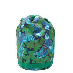 エルメス ボタニカル 鳥 斜め掛け ショルダーバッグ グリーン ブルー コットン レディース HERMES 【中古】