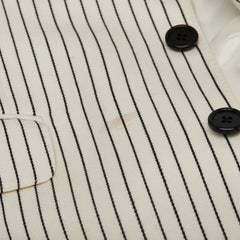 セリーヌ ストライプ 2B テーラードジャケット ブレザー サイズ48 2V376881C オフホワイト ブラック ウール コットン メンズ CELINE 【中古】