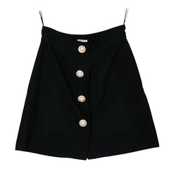 ミュウミュウ 台形スカート サイズ38 ブラック レーヨン ビジュー レディース MIUMIU 【中古】