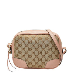 グッチ GGキャンバス 斜め掛け ショルダーバッグ 449413 ブラウン ピンク キャンバス レザー レディース GUCCI 【中古】