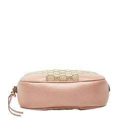 グッチ GGキャンバス 斜め掛け ショルダーバッグ 449413 ブラウン ピンク キャンバス レザー レディース GUCCI 【中古】