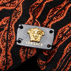 ヴェルサーチェ メデューサ ニット サイズ44 オレンジ ブラック レーヨン コットン メンズ VERSACE 【中古】