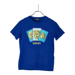 ヴェルサーチェ Greek Masks T-Shirt Tシャツ サイズ12A ブルー マルチカラー コットン キッズ VERSACE 【中古】