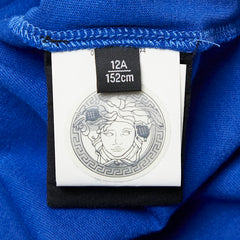 ヴェルサーチェ Greek Masks T-Shirt Tシャツ サイズ12A ブルー マルチカラー コットン キッズ VERSACE 【中古】