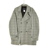 ヴェルサーチェ ジーンズクチュール ヘリンボーン ダブルブレストコート サイズM アイボリー ブラック ウール アセテート メンズ VERSACE 【中古】