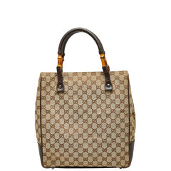 グッチ GGキャンバス バンブー ショルダーバッグ トートバッグ 112530 ブラウン キャンバス レザー レディース GUCCI 【中古】