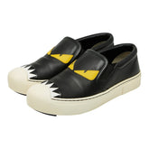 フェンディ モンスター バグズアイ BUGS EYE スリッポン サイズ37 ブラック ホワイト レザー レディース FENDI 【中古】