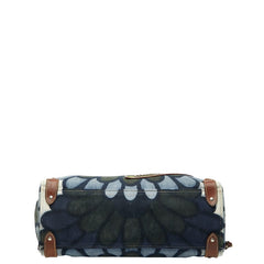 ミュウミュウ ロゴ 花 ハナ ハンドバッグ トートバッグ ネイビー マルチカラー レザー キャンバス レディース MIUMIU 【中古】