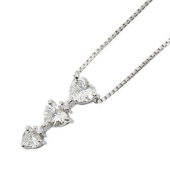 Pt900 プラチナ Pt850 プラチナ ダイヤ1.00ct ダイヤ0.03ct ベネチアンチェーン ハート モチーフ ペンダントネックレス レディース 【中古】