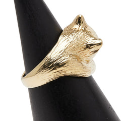 K18YG イエローゴールド ルビー サファイア キャットモチーフ リング 指輪 レディース 4.5号 【中古】