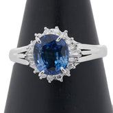 Pt900 プラチナ サファイア2.55ct ダイヤ0.35ct リング 指輪 レディース 21.5号 【中古】