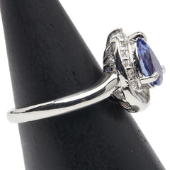 Pt900 プラチナ タンザナイト1.37ct ダイヤ0.40ct ティアドロップ モチーフ リング 指輪 レディース 11号 【中古】