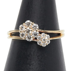 K18YG イエローゴールド ダイヤ0.30ct 花 フラワー モチーフ リング 指輪 レディース 7号 【中古】