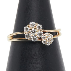 K18YG イエローゴールド ダイヤ0.30ct 花 フラワー モチーフ リング 指輪 レディース 7号 【中古】