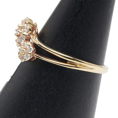 K18YG イエローゴールド ダイヤ0.30ct 花 フラワー モチーフ リング 指輪 レディース 7号 【中古】