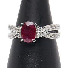 Pt900 プラチナ ルビー1.533ct ダイヤ0.30ct リング 指輪 レディース 12号 【中古】