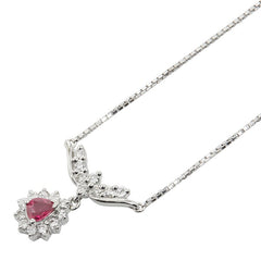 Pt900 プラチナ Pt850 プラチナ ルビー0.36ct ダイヤ0.51ct ペンダントネックレス レディース 【中古】