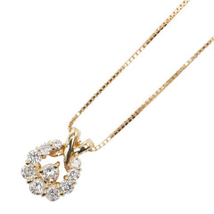 K18YG イエローゴールド ダイヤ0.51ct ラウンド サークル ベネチアンチェーン ネックレス レディース 【中古】