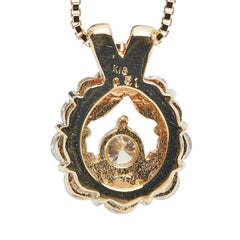 K18YG イエローゴールド ダイヤ0.51ct ラウンド サークル ベネチアンチェーン ネックレス レディース 【中古】