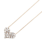 K18PG ピンクゴールド ダイヤ0.30ct ハート モチーフ ベネチアンチェーン ネックレス レディース 【中古】