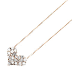 K18PG ピンクゴールド ダイヤ0.30ct ハート モチーフ ベネチアンチェーン ネックレス レディース 【中古】