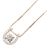 K18PG ピンクゴールド ダイヤ0.302ct ダイヤ0.13ct 馬蹄 モチーフ ベネチアンチェーン ペンダントネックレス レディース 【中古】
