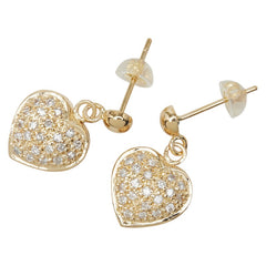 K18YG イエローゴールド ダイヤ ハート モチーフ ピアス レディース 【中古】