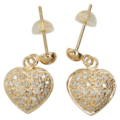 K18YG イエローゴールド ダイヤ ハート モチーフ ピアス レディース 【中古】