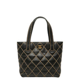 シャネル ワイルドステッチ ココマーク ハンドバッグ ブラック レザー レディース CHANEL 【中古】