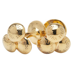 ルイ ヴィトン ブトン ドゥ マンシェット ブーケドクルー カフス カフリンクス M30564 ゴールド メッキ レザー メンズ LOUIS VUITTON 【中古】