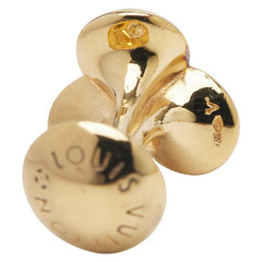 ルイ ヴィトン ブトン ドゥ マンシェット ブーケドクルー カフス カフリンクス M30564 ゴールド メッキ レザー メンズ LOUIS VUITTON 【中古】