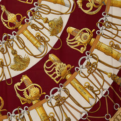 エルメス カレ90 Cliquetis クリケティス スカーフ レッド ゴールド マルチカラー シルク レディース HERMES 【中古】