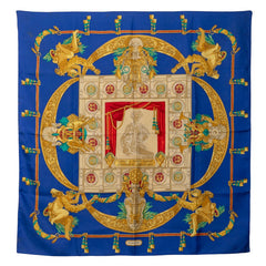 エルメス カレ90 HOMMAGE A CHARLES GARNIER シャルルガルニエへの賛辞 スカーフ ブルー マルチカラー シルク レディース HERMES 【中古】