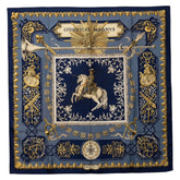 エルメス カレ90 LVDOVICVS MAGNVS 白い馬に跨ったルイ14世 スカーフ ネイビー マルチカラー シルク レディース HERMES 【中古】