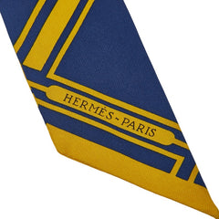 エルメス ツイリー Les Coupes Tattoo クーペ タトゥアージュ スカーフ ブルー イエロー シルク レディース HERMES 【中古】