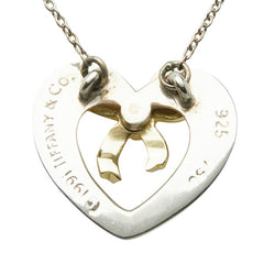 ティファニー オープンハート リボン ネックレス シルバー ゴールド SV925 シルバー K18 ゴールド コンビ レディース TIFFANY&Co. 【中古】