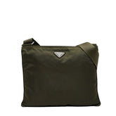 プラダ 三角ロゴプレート 斜め掛け ショルダーバッグ カーキ ナイロン レディース PRADA 【中古】