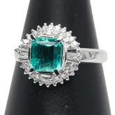 Pt900 プラチナ エメラルド1.24ct ダイヤ0.424ct リング 指輪 レディース 15号 【中古】