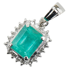 Pt900 プラチナ エメラルド0.87ct ダイヤ ペンダントトップ レディース 【中古】