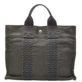 エルメス エールライン トートPM ハンドバッグ トートバッグ グレー ブラック キャンバス レディース HERMES 【中古】
