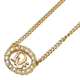 ディオール ロゴ ラウンド ネックレス ゴールド メッキ ラインストーン レディース Dior 【中古】