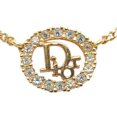 ディオール ロゴ ラウンド ネックレス ゴールド メッキ ラインストーン レディース Dior 【中古】