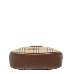 バーバリー ノバチェック シャドーホース ショルダーバッグ ブラウン キャンバス レザー レディース BURBERRY 【中古】