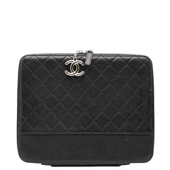 シャネル ココマーク iPadケース ブラック レザー レディース CHANEL 【中古】