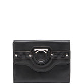 サルヴァトーレフェラガモ ガンチーニ 二つ折り財布 ブラック レザー レディース Salvatore Ferragamo 【中古】