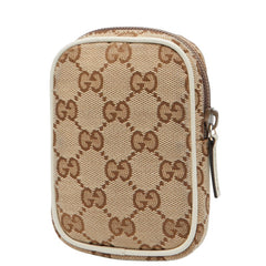 グッチ GGキャンバス ポーチ シガレットケース たばこケース 115249 ベージュ ホワイト キャンバス レザー レディース GUCCI 【中古】