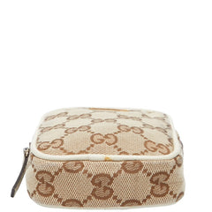 グッチ GGキャンバス ポーチ シガレットケース たばこケース 115249 ベージュ ホワイト キャンバス レザー レディース GUCCI 【中古】
