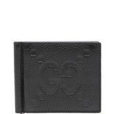 グッチ ジャンボGG 二つ折り財布 マネークリップ 739477 ブラック レザー レディース GUCCI 【中古】